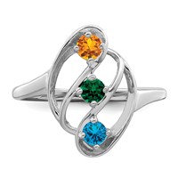 Sterling Silver Rhodium-plated Synthetic 3 Stone Mother's Ring view 5