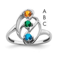 Sterling Silver Rhodium-plated Synthetic 3 Stone Mother's Ring view 1