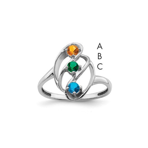 14K White Gold Synthetic Family Jewelry Ring