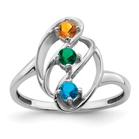 Sterling Silver Rhodium-plated Synthetic 3 Stone Mother's Ring view 2