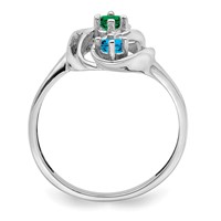 Sterling Silver Rhodium-plated Synthetic 3 Stone Mother's Ring view 3
