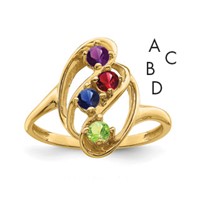 14K Yellow Gold Genuine 4 Stone Mother's Ring view 1