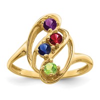 14K Yellow Gold Genuine 4 Stone Mother's Ring view 2