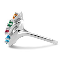 Sterling Silver Rhodium-plated Synthetic 4 Stone Mother's Ring view 4