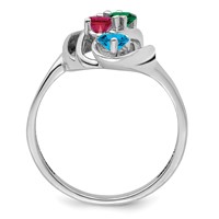 Sterling Silver Rhodium-plated Synthetic 4 Stone Mother's Ring view 3