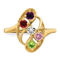 14K Yellow Gold Genuine 5 Stone Mother's Ring view 5