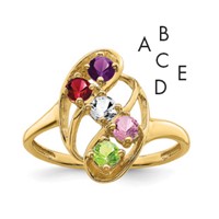 14K Yellow Gold Genuine 5 Stone Mother's Ring view 1