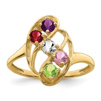 14K Yellow Gold Genuine 5 Stone Mother's Ring view 2