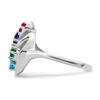 Sterling Silver Rhodium-plated Synthetic 5 Stone Mother's Ring view 4