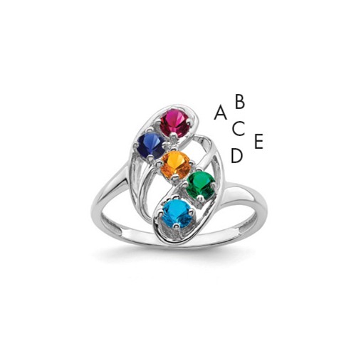 14K White Gold Family Jewelry Ring