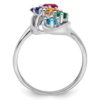 Sterling Silver Rhodium-plated Synthetic 5 Stone Mother's Ring view 3