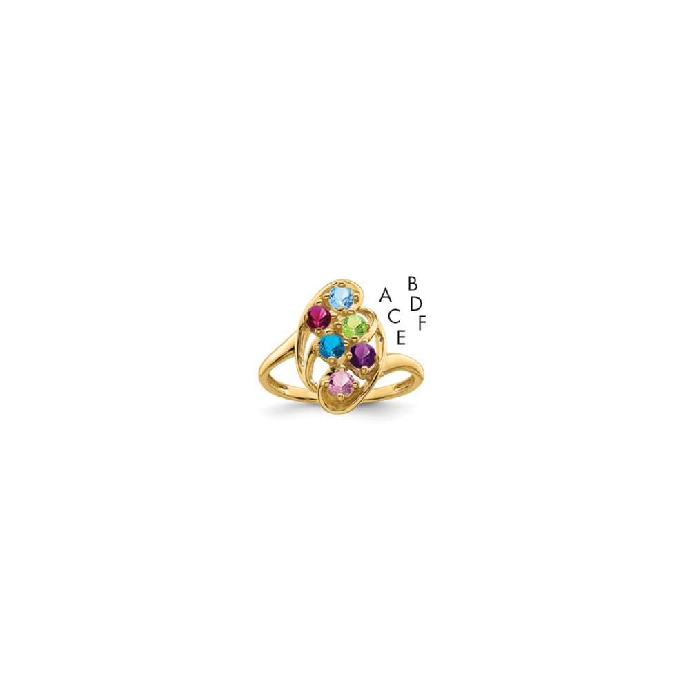 14K Yellow Gold Synthetic Family Jewelry Ring
