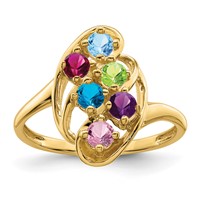 14K Yellow Gold Synthetic Family Jewelry Ring view 2