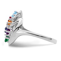 Sterling Silver Rhodium-plated Synthetic 6 Stone Mother's Ring view 4