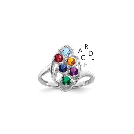 10k White Gold Synthetic Family Jewelry Ring