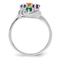 Sterling Silver Rhodium-plated Synthetic 6 Stone Mother's Ring view 3