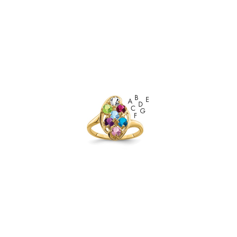 14K Yellow Gold Synthetic Family Jewelry Ring