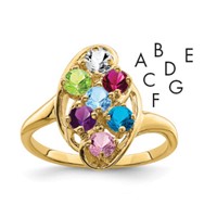 14K Yellow Gold Synthetic Family Jewelry Ring view 1