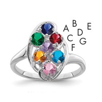 Sterling Silver Rhodium-plated Family Jewelry Ring view 1