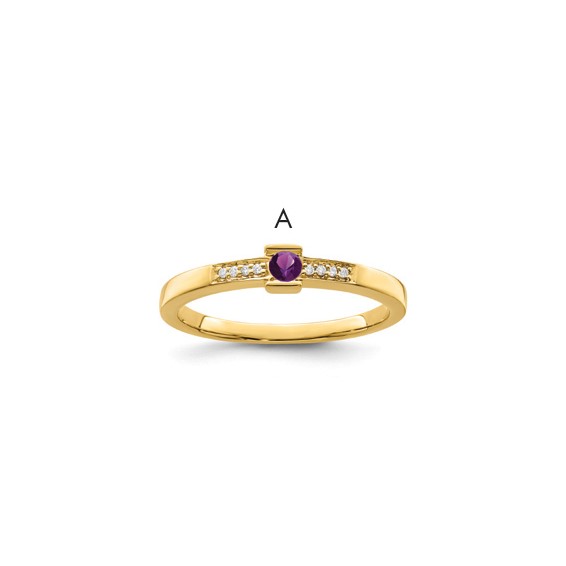 Birthstone and Diamond Mother's Ring
