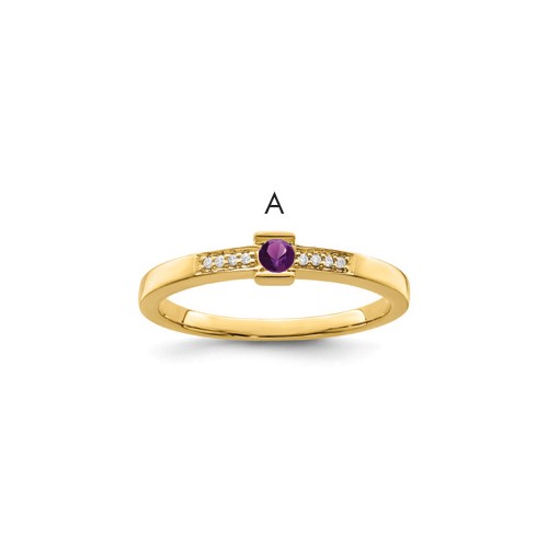 14K Yellow Gold Family Jewelry Diamond Semi-Set Ring