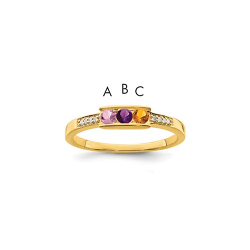 14K Yellow Gold Family Jewelry Diamond Semi-Set Ring