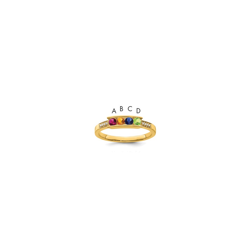 14K Yellow Gold Family Jewelry Diamond Semi-Set Ring