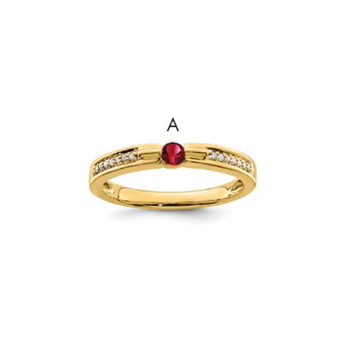 14K Yellow Gold Family Jewelry Diamond Semi-Set Ring