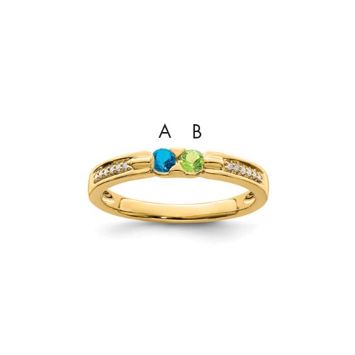 14K Yellow Gold Family Jewelry Genuine Stone & Diamond Set Ring