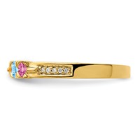 14K Yellow Gold Family Jewelry Genuine Stone & Diamond Set Ring view 4
