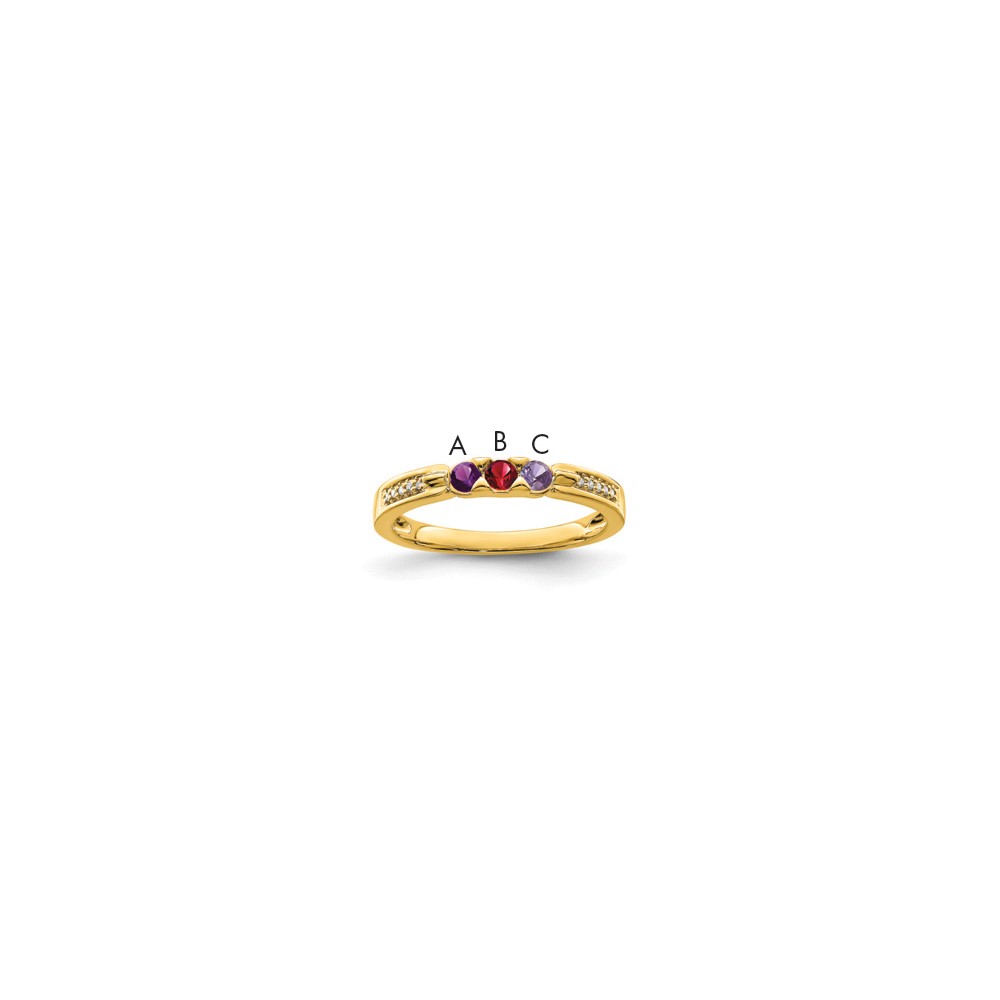 14K Yellow Gold Family Jewelry Genuine Stone & Diamond Set Ring