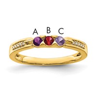 14K Yellow Gold Family Jewelry Genuine Stone & Diamond Set Ring view 1