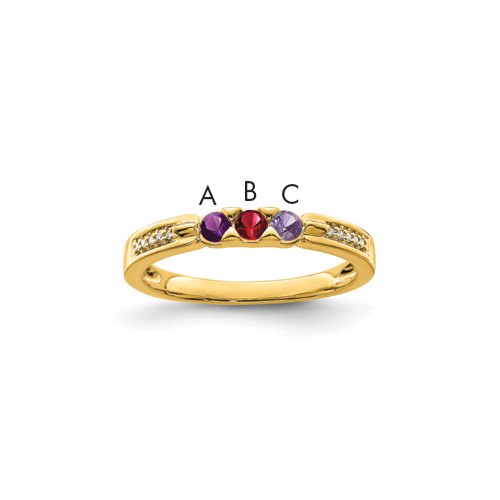 14K Yellow Gold Family Jewelry Diamond Semi-Set Ring