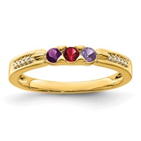 14K Yellow Gold Family Jewelry Genuine Stone & Diamond Set Ring view 2