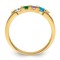 14K Yellow Gold Family Jewelry Genuine Stone & Diamond Set Ring view 3