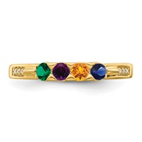 14K Yellow Gold Family Jewelry Genuine Stone & Diamond Set Ring view 5