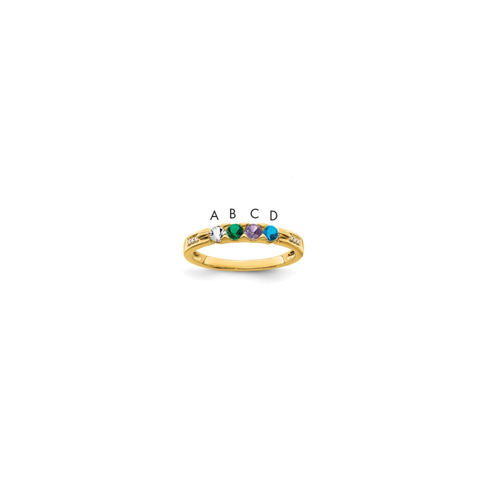 14K Yellow Gold Family Jewelry Genuine Stone & Diamond Set Ring