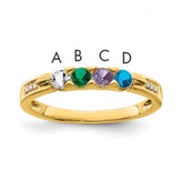 14K Yellow Gold Family Jewelry Genuine Stone & Diamond Set Ring view 1