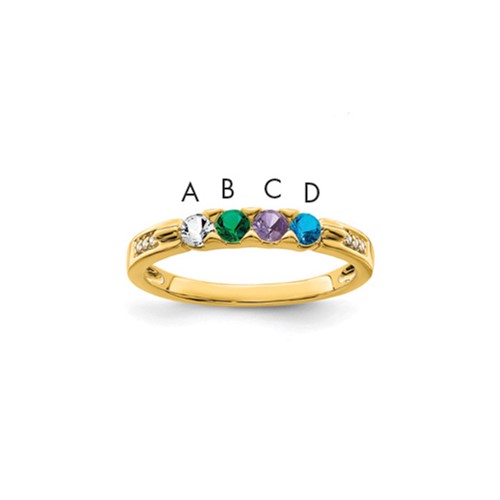 14K Yellow Gold Family Jewelry Diamond Semi-Set Ring