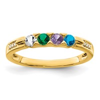 14K Yellow Gold Family Jewelry Genuine Stone & Diamond Set Ring view 2