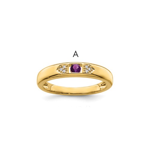 14K Yellow Gold Family Jewelry Diamond Semi-Set Ring