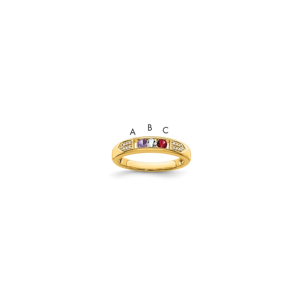 14K Yellow Gold Family Jewelry Diamond Semi-Set Ring