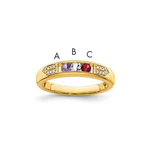14K Yellow Gold Family Jewelry Diamond Semi-Set Ring