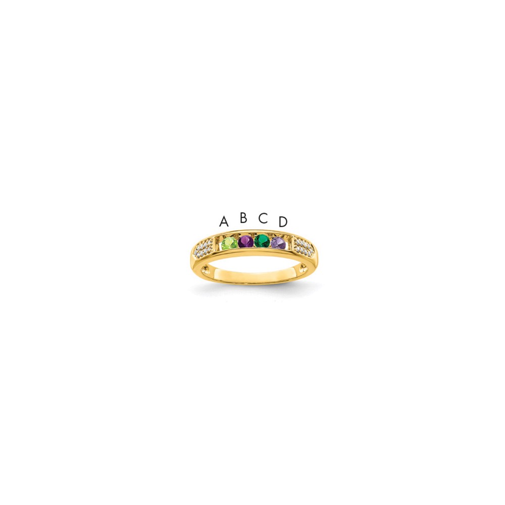 14K Yellow Gold Family Jewelry Diamond Semi-Set Ring