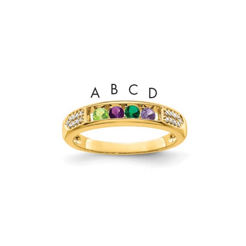 14K Yellow Gold Family Jewelry Diamond Semi-Set Ring