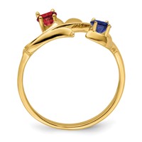 14K Yellow Gold Genuine 2 Stone Mother's Ring view 3