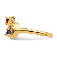 14K Yellow Gold Genuine 2 Stone Mother's Ring view 4