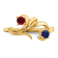 14K Yellow Gold Genuine 2 Stone Mother's Ring view 5