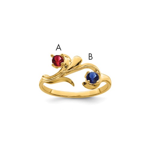 14K Yellow Gold Synthetic Family Jewelry Ring