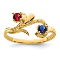 14K Yellow Gold Genuine 2 Stone Mother's Ring view 2